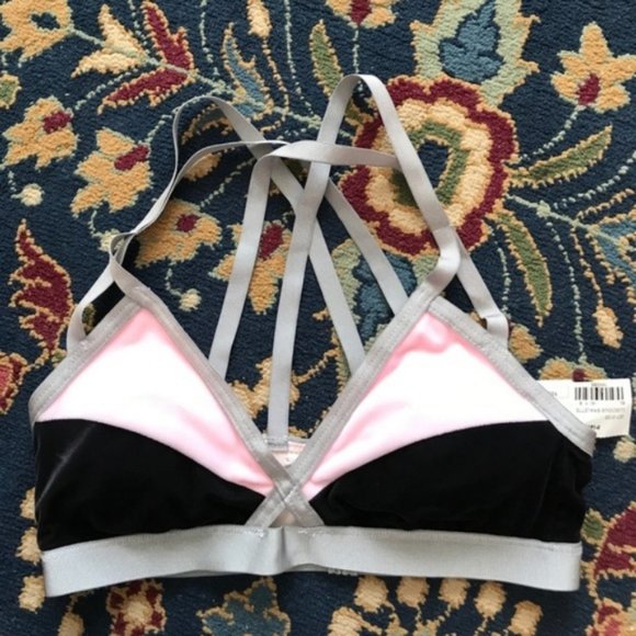 REVOLVE Blue Life Fit Colorblock Bra Velvet Strappy Back - Picture 3 of 6